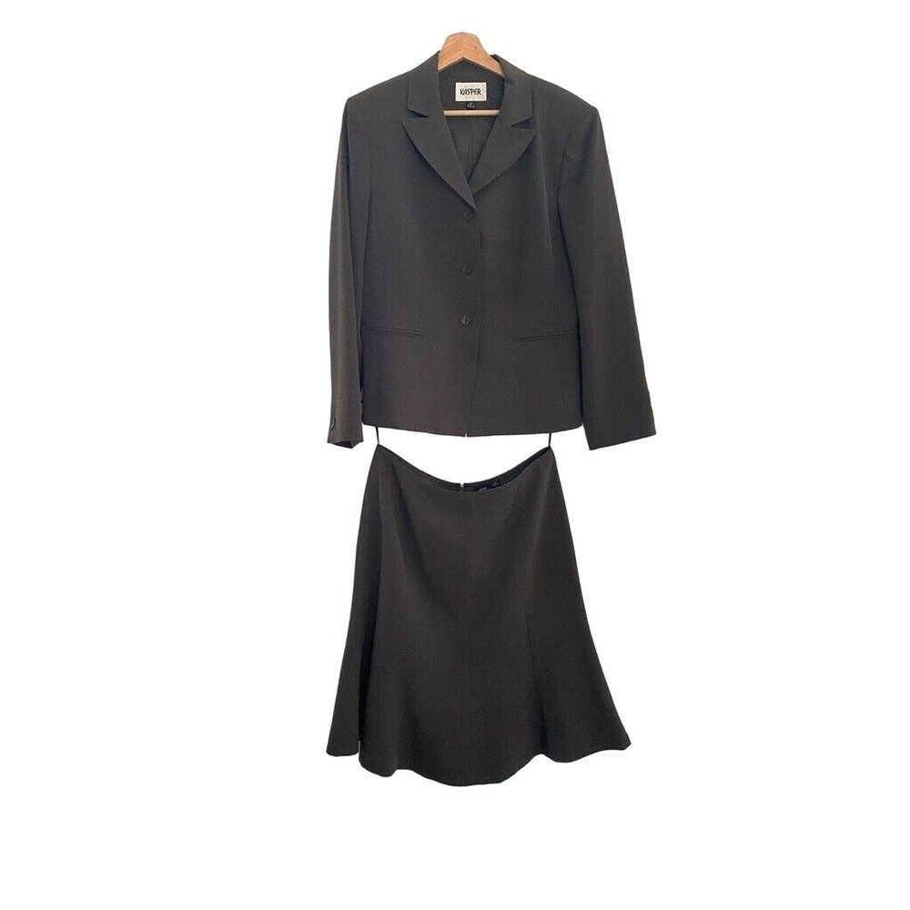 Kasper - Perfect brown pinstriped 2pc Lined Skirt Suit women's size 12